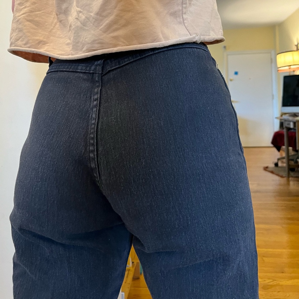 90s Action West stretch washed black tapered jeans